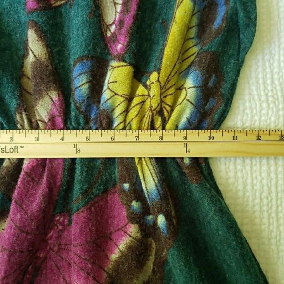 Boho Butterfly Mini Dress Green Felt Like Material Women Size M Looks Very Small - Picture 12 of 12